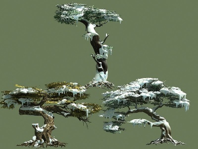 3d雪景冬天树雪树植物模型