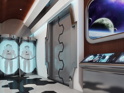 现代飞船太空舱展厅模型3d模型
