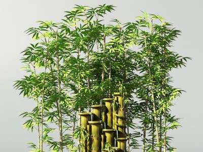 3d新中式竹子流水喷泉水景模型