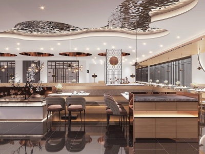新中式餐饮餐厅模型3d模型