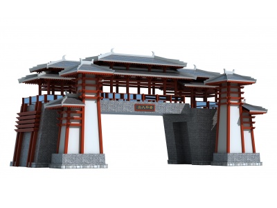 传统中式古建大门模型3d模型
