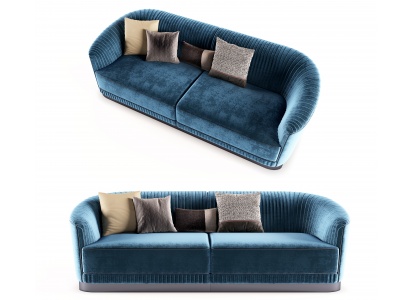 3d蓝色褐色沙发模型