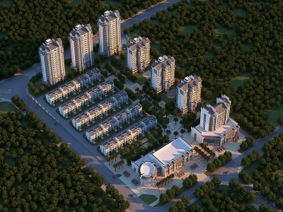 3d中式徽派住宅小区模型