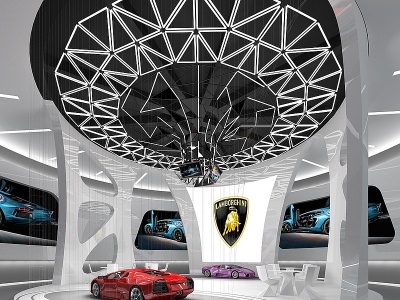 3d后现代科技数字汽车展厅模型