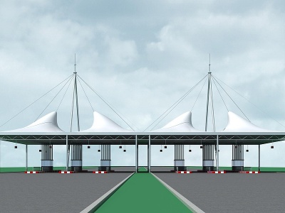 3d现代收费站高速公路大门模型