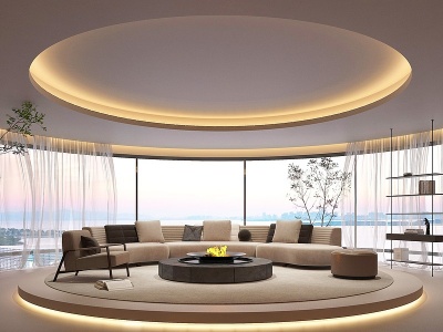 3d现代风格的客厅沙发茶几模型