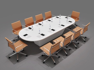 北欧会议桌椅组合模型3d模型
