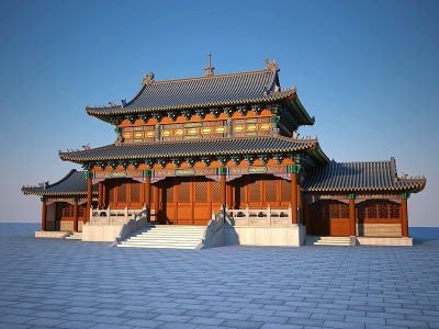 3d中式古建大殿模型