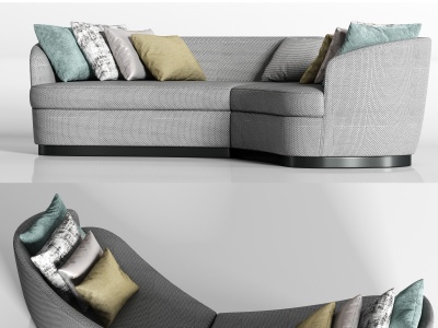 3d现代弧形布艺多人沙发模型