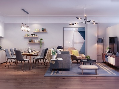 北欧公寓客餐厅模型3d模型