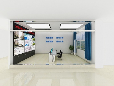 3d现代交通警察控制室模型