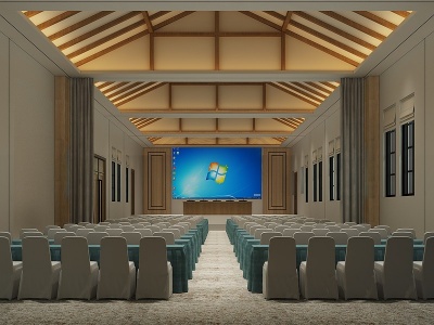 3d新中式大会议室模型