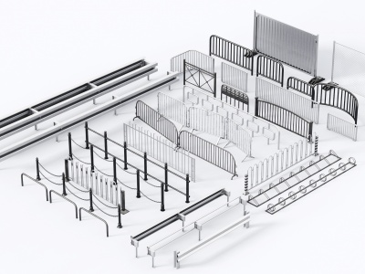 现代行车护栏铁栏杆铁围栏模型3d模型
