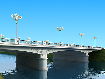 3d现代石拱大桥模型