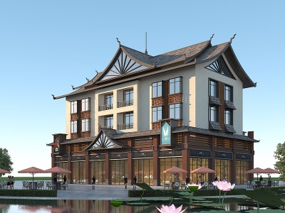 现代傣族商住楼模型3d模型