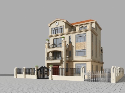 3d欧式别墅外观模型