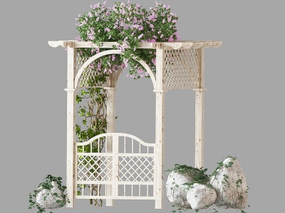 3d室外园林凉亭廊架模型