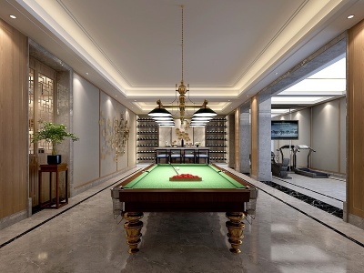 新中式别墅地下室茶室模型3d模型