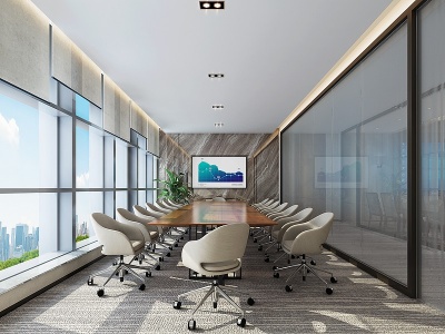 3d现代会议室洽谈室经理室模型
