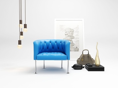 3d现代沙发吊灯手提包摆件模型