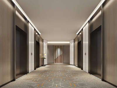 3d现代酒店电梯间模型