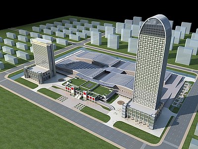 现代商业楼高层建筑办公楼模型
