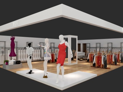 3d现代女装展厅卖场模型