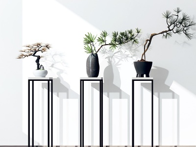 3d新中式绿植盆栽模型