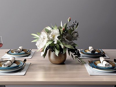 现代餐具花瓶组合模型3d模型