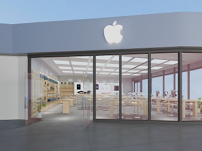 3d現代蘋果<font class='myIsRed'>手機</font>專賣店門頭模型