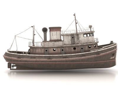 现代风格老式小船3d模型