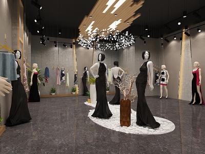 3d工业风服装展厅模特模型