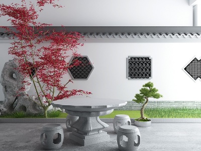 日式庭院景观园林园艺小品模型3d模型