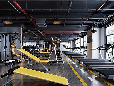 3d工业LOFT健身房模型