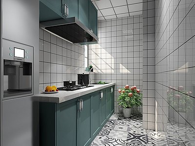 现代客厅卧室厨房模型3d模型