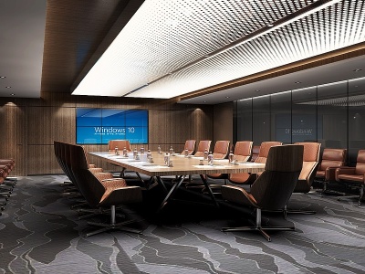 现代办公室会议室会议桌模型3d模型