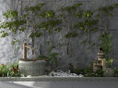 新中式绿植园艺小品模型3d模型