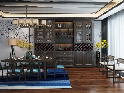 新中式餐邊酒柜空間模型3d模型