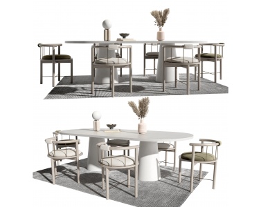 3d侘寂餐桌椅组合模型