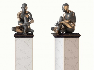 3d现代石柱雕像模型