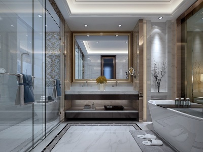 3d现代轻奢卫生间淋浴房模型