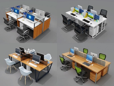 3d现代<font class='myIsRed'>办公桌椅组合</font>模型