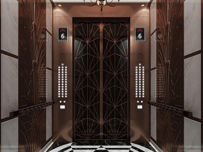 3d现代豪华电梯轿厢模型