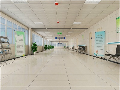 3d现代医院病房走廊模型