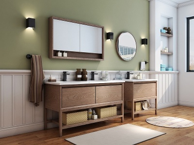 3d北欧实木浴室柜模型