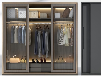 3d现代衣柜组合模型