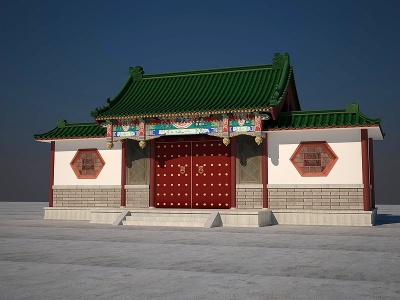 中式古建大门模型3d模型