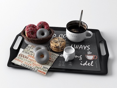 现代咖啡杯甜点食物模型3d模型