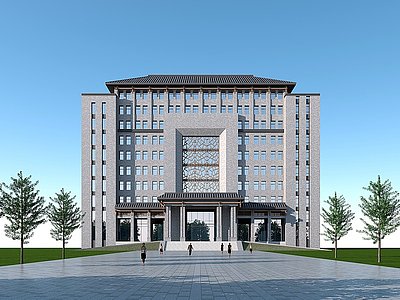 新中式办公楼模型3d模型