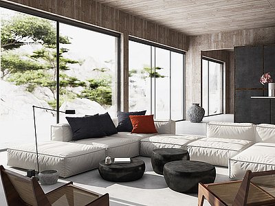 现代沙发茶几组合客厅模型3d模型